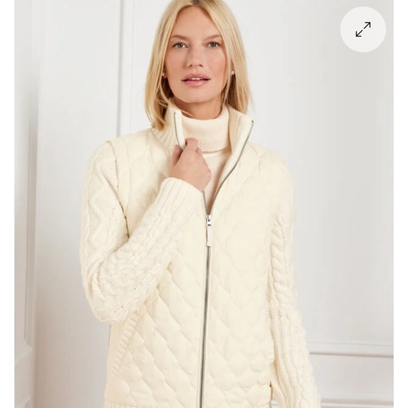 Talbots Jackets & Blazers - Talbots Quilted Women's Cream Puffer Sweater Jacket Size Medium